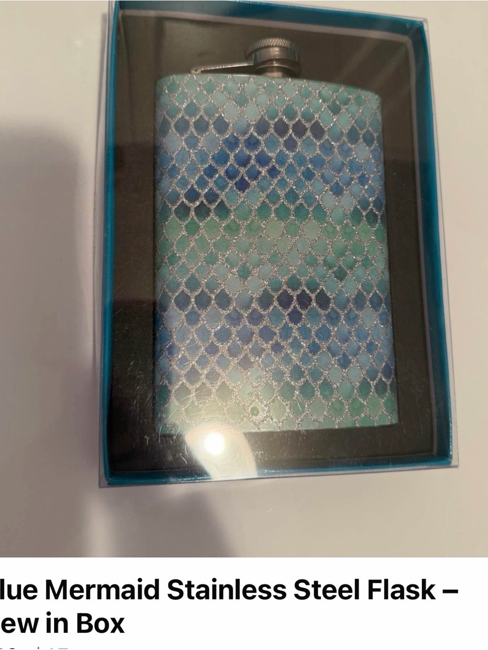 Blue Green Mermaid-Scale Stainless Steel Flask